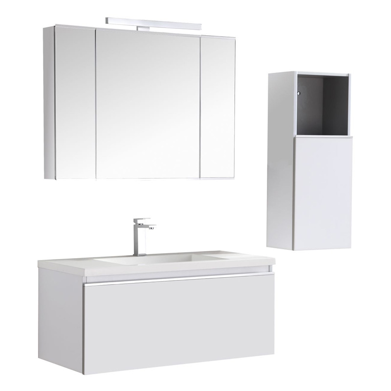 36” White Modern Bathroom Vanity With Double Door Medicine Cabinet